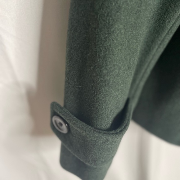Lands End Womens Size 12 Petite Wool Nylon Recycled Cashmere Pea Coat Green B - Picture 2 of 8